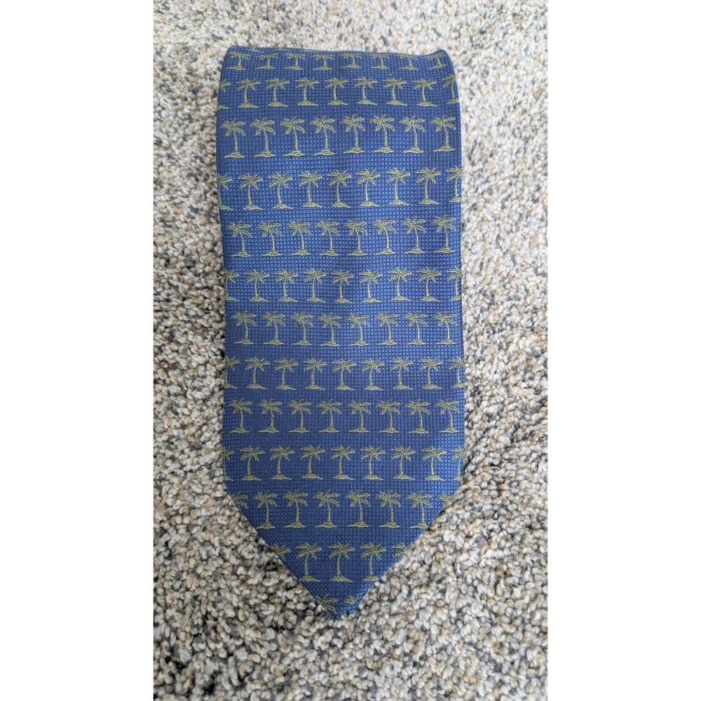 Tommy Bahama Off Island Men’s Blue 100% Silk Palm Tree Tropical Hawaiian Island